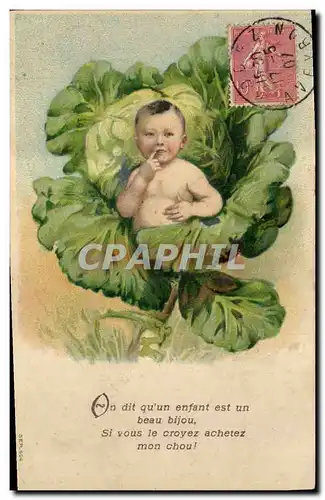 Cartes postales Fantaisie Fleurs Enfant Bebe Chou