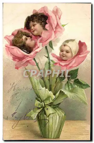 Cartes postales Fantaisie Fleurs Enfants