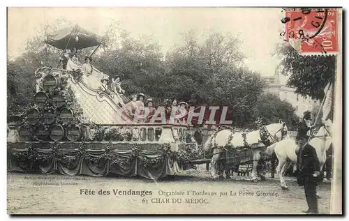 Cartes postales Vin Fete des Vendanges Bordeaux La Petite Gironde Char du Medoc