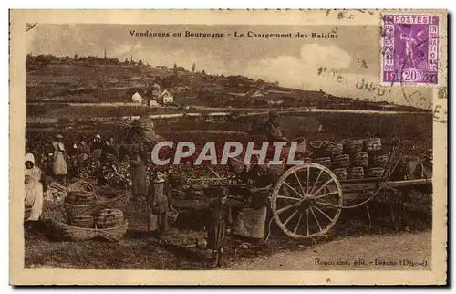 Cartes postales Vin Vendanges en Bourgogne Le chargement des raisins