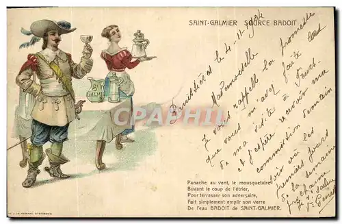 Cartes postales Publicite Saint Galmier Source Badoit Mousquetaire