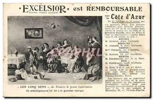 Ansichtskarte AK Publicite Excelsior Cote D&#39Azur Les cinq sens de Teniers le jeune