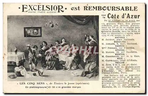 Cartes postales Publicite Excelsior Cote D&#39Azur Les cinq sens de Teniers le jeune