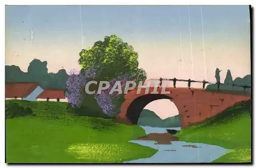 Cartes postales Fantaisie (dessin a la main) Pont