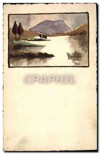 Cartes postales Fantaisie (dessin a la main) Paysage