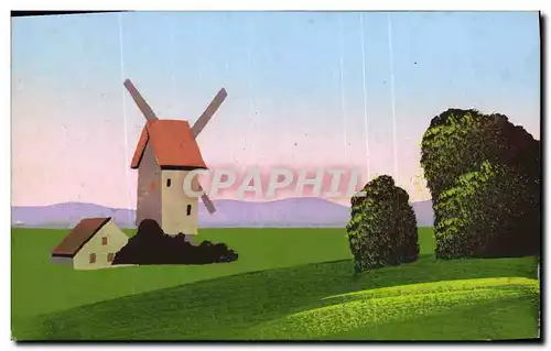 Cartes postales Fantaisie (dessin a la main) Moulin a vent