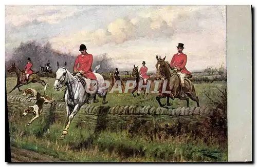 Ansichtskarte AK Fantaisie Chevaux Hippisme Chasse