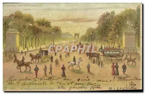 Ansichtskarte AK Fantaisie Carte transparente Paris Avenue des champs Elysees