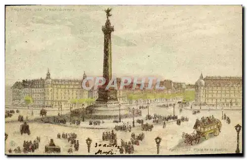 Ansichtskarte AK Fantaisie Carte transparente Paris Place de la Bastille