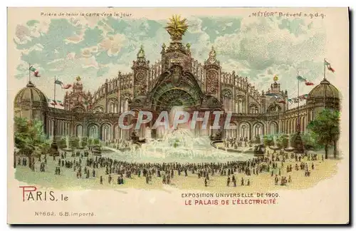 Ansichtskarte AK Fantaisie Carte transparente Paris Exposition universelle de 1900 Le palais de l&#39electricite
