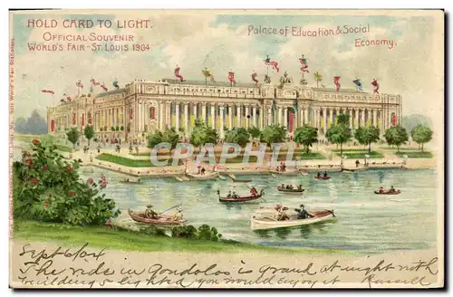 Ansichtskarte AK Fantaisie Carte transparente World&#39s Fair St Louis 1904 Palace of Education & Social Economy