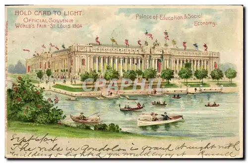 Cartes postales Fantaisie Carte transparente World&#39s Fair St Louis 1904 Palace of Education & Social Economy