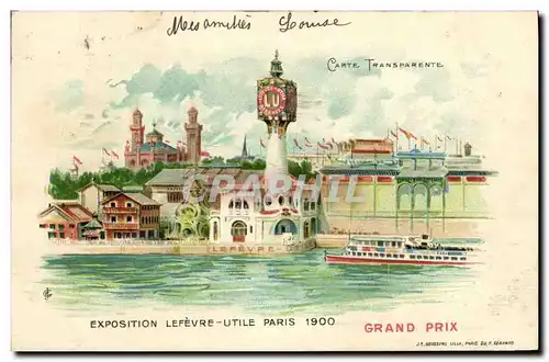 Cartes postales Fantaisie Carte transparente Exposition Lefevre Utile Paris 1900 Grand Prix Bateau
