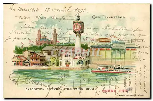 Ansichtskarte AK Fantaisie Carte transparente Exposition Lefevre Utile Paris 1900 Grand Prix Grand Prix Bateau