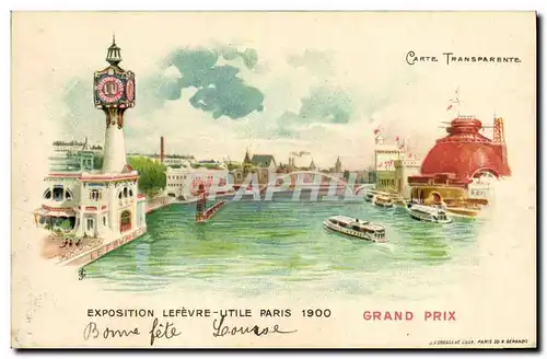 Cartes postales Fantaisie Carte transparente Exposition Lefevre Utile Paris 1900 Grand Prix Bateau