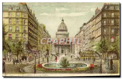Cartes postales Fantaisie Carte transparente Paris Le Pantheon et la Rue Soufflot