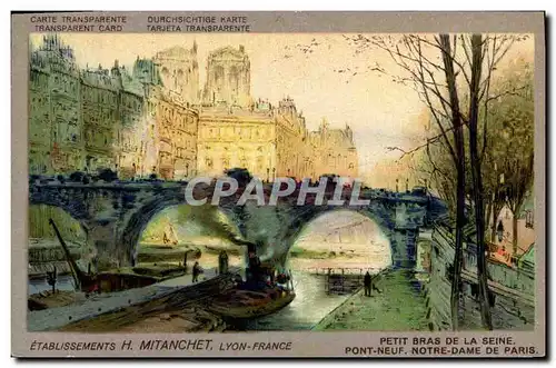 Ansichtskarte AK Fantaisie Carte transparente Petit Bras de la Seine Pont Neuf Notre Dame de Paris Mitanchet Lyon