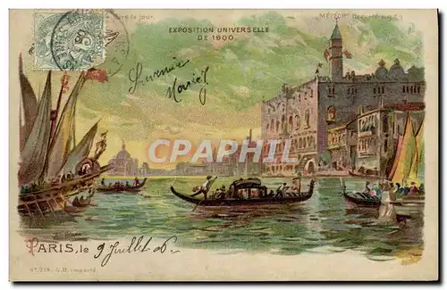 Ansichtskarte AK Fantaisie Carte transparente Paris Exposition universelle de 1900 Venise a Paris