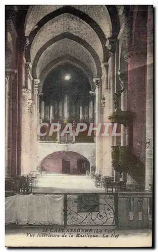 Cartes postales Orgue Carcassonne La Cite Vue interieure de la basilique La Nef