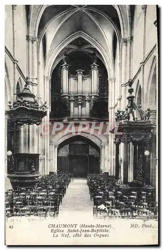 Ansichtskarte AK Orgue Chaumont Eglise Saint Jean Baptiste La nef cote des orgues