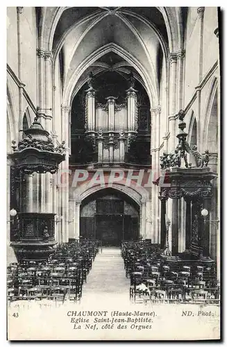 Cartes postales Orgue Chaumont Eglise Saint Jean Baptiste La nef cote des orgues