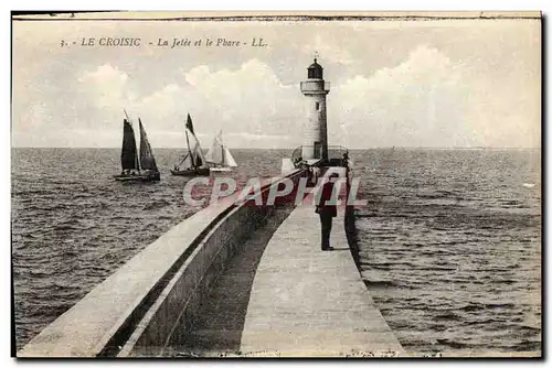Cartes postales Le Croisic La jetee et le Phare Bateaux