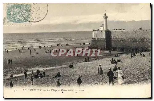 Cartes postales Phare Le Treport La plage a maree basse