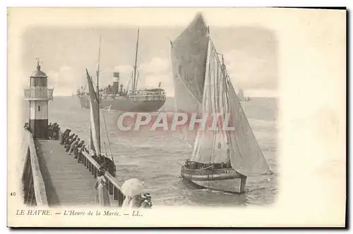 Cartes postales Phare Le Havre L&#39heure de la maree Bateaux