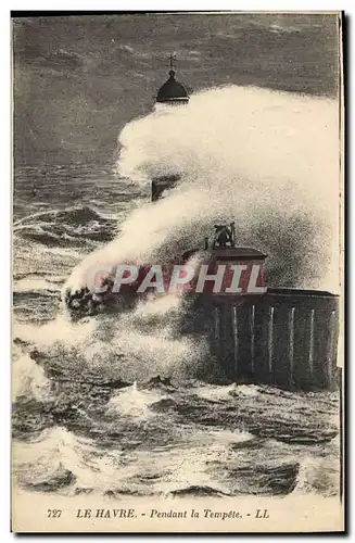 Ansichtskarte AK Phare Le Havre Pendant la tempete