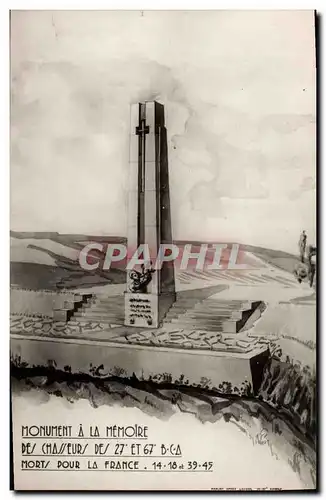 Cartes postales moderne Militaria Monument a la memoire des chasseurs des 27 et 67eme BCA morts pour la France