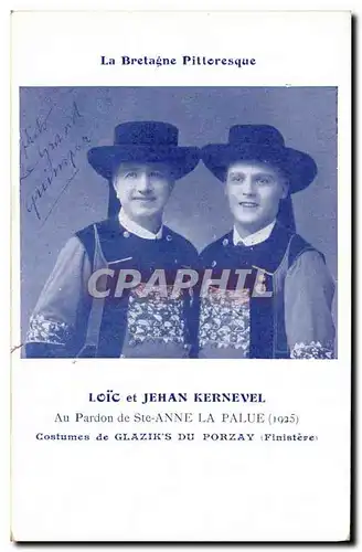 Cartes postales Folklore Loic et Jehan Kernevel Au Pardon de Ste Anne La Palue Costumes de Glazik's du Porzay