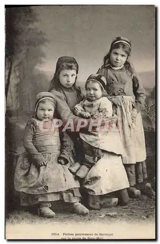 Ansichtskarte AK Folklore Petites paysannes de Quimper sur la route de Beig Meil Enfants