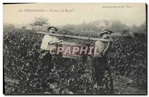 Cartes postales Folklore Vin Vendanges Porteurs de bennes