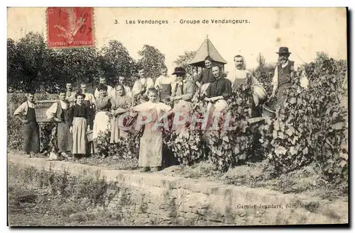 Cartes postales Folklore Vin Vendanges Groupe de vendangeurs