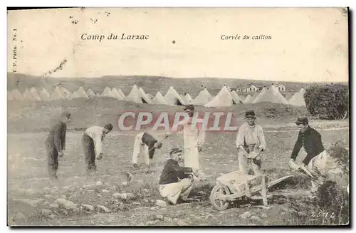 Cartes postales Brouette Camp du Larzac Corvee de caillou Militaria