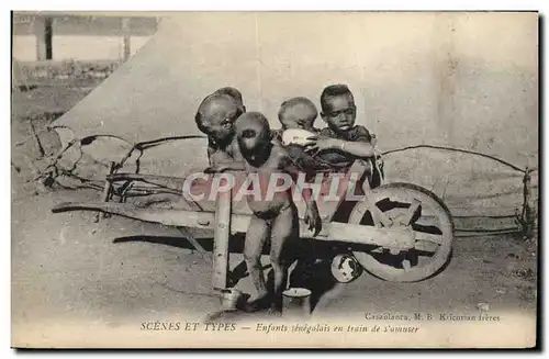 Cartes postales Folklore Brouette Enfants Senegalais en train de s&#39amuser Senegal