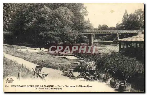Ansichtskarte AK Brouette Marne De la Varenne a Champigny Le pont de Champigny