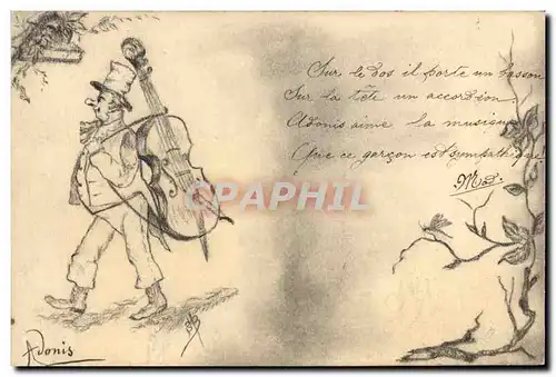 Ansichtskarte AK Fantaisie (dessin a la main) Homme Violoncelle