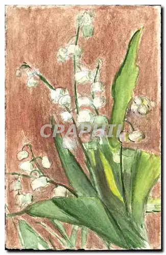 Ansichtskarte AK Fantaisie (dessin a la main) Fleurs Muguet