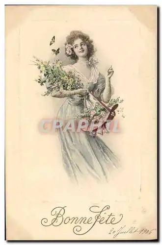 Cartes postales Fantaisie Femme Papillons