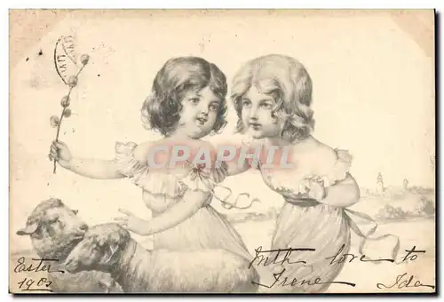 Cartes postales Fantaisie Enfants Agneaux