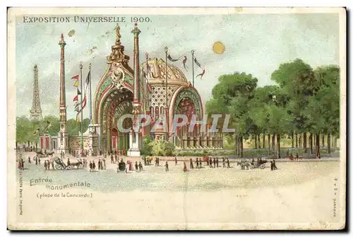 Cartes postales Carte transparente Paris Exposition Universelle 1900 Entree monumentale Place de la Concorde