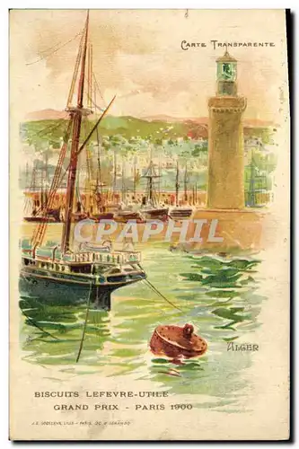 Ansichtskarte AK Carte transparente Grand Prix Biscuits Lefevre Utile Grand Prix Phare Bateau de peche Alger Alge