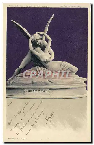 Ansichtskarte AK Carte transparente Amour & Psyche