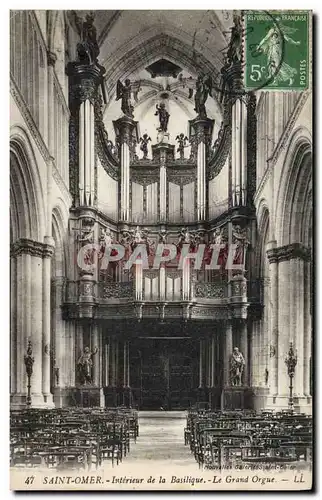Cartes postales Orgue Saint Omer Interieur de la basilique Le grand orgue