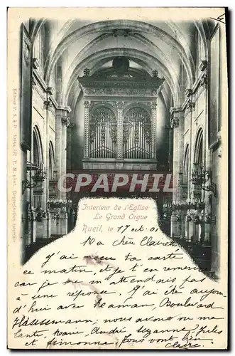 Cartes postales Orgue Rueil Interieur de l&#39eglise Le grand orgue