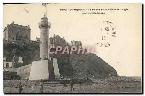 Cartes postales St Brieux Le Phare et la pointe a l&#39aigle par maree basse