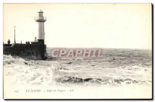 Ansichtskarte AK Phare Le Havre Effet de vagues