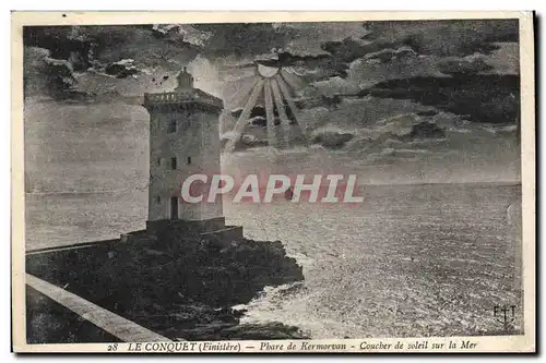 Cartes postales Phare Le Conquet Phare de Kermorvan Coucher de soleil sur la mer