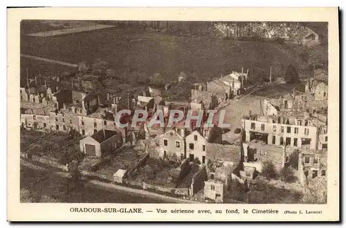 Cartes postales Militaria Oradour sur Glane Vue aerienne avec au fond le cimetiere